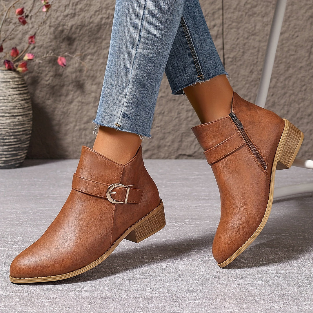 Amelia - Comfortable Buckle Ankle Boots