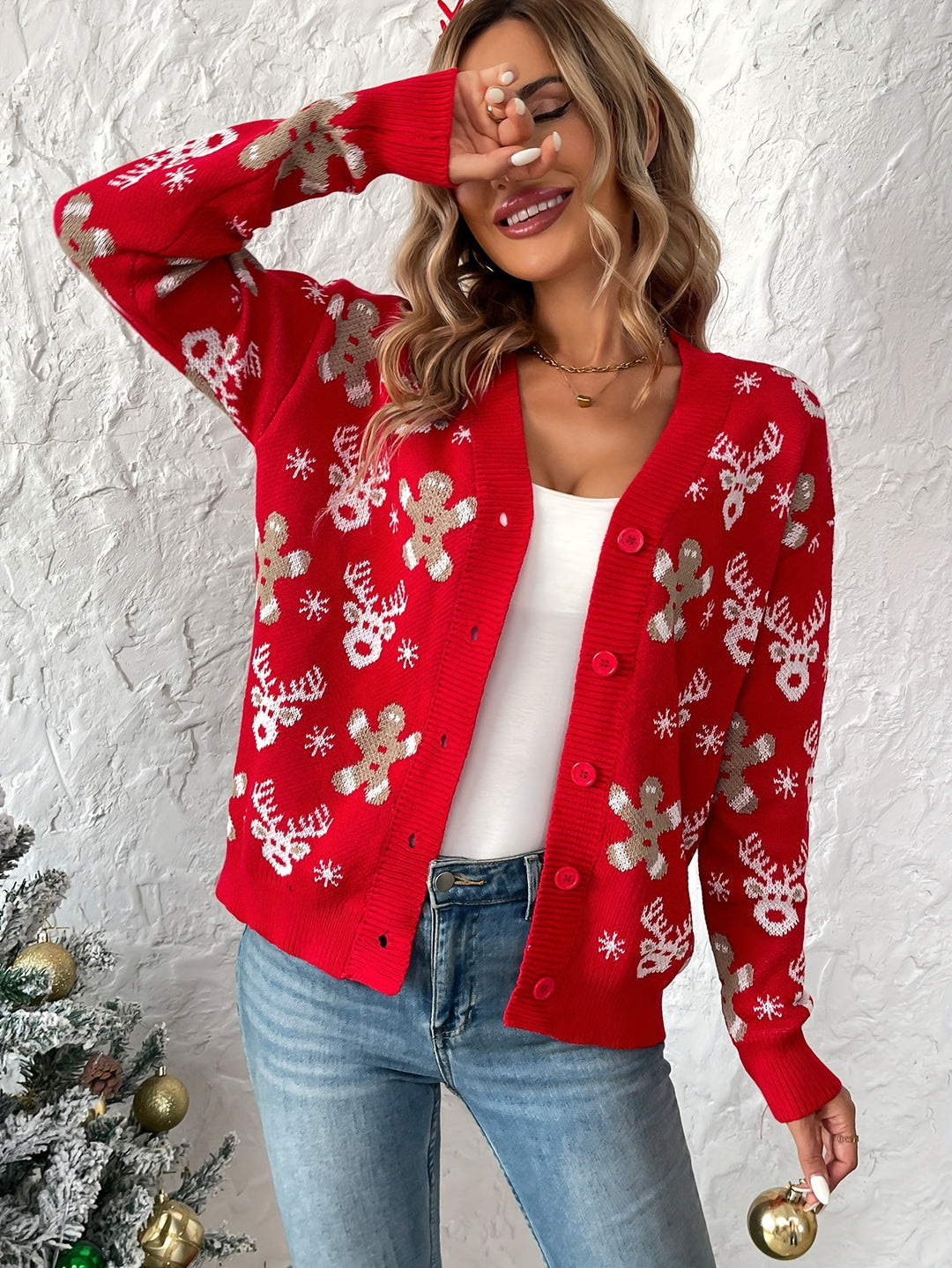 Jolien | Snowflake & Gingerbread Cardigan