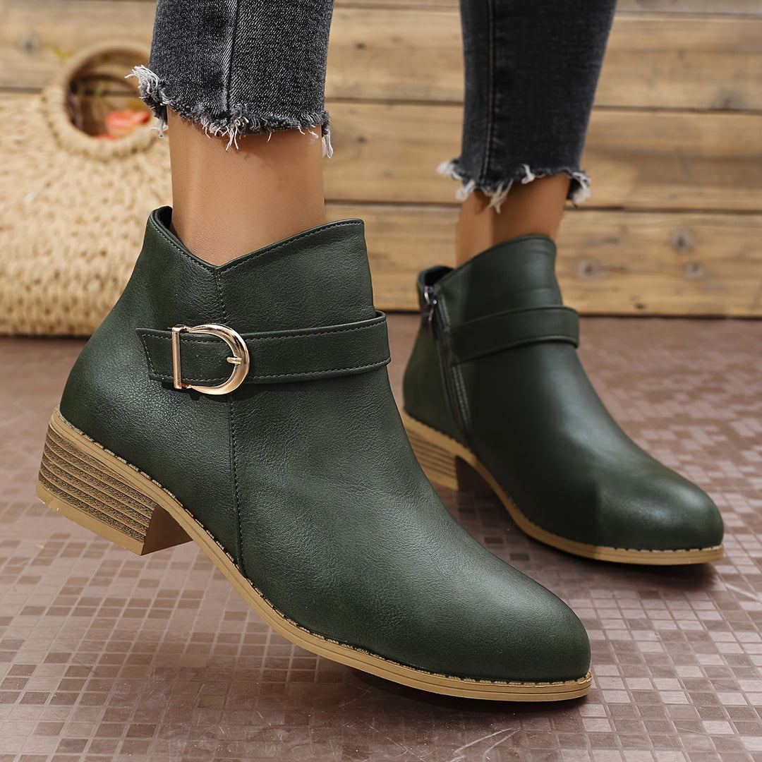 Amelia - Comfortable Buckle Ankle Boots