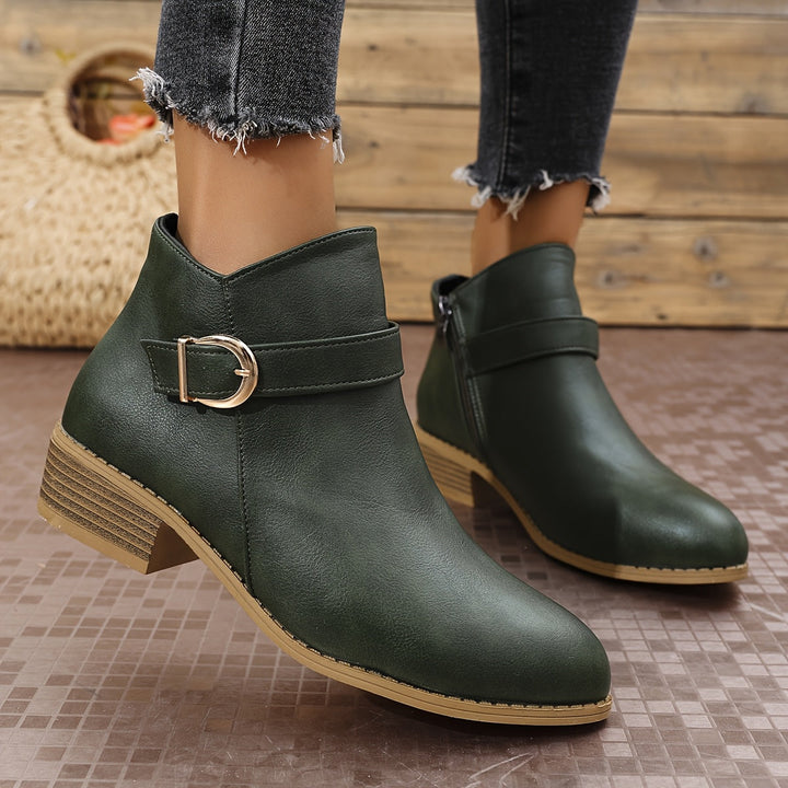 Amelia - Comfortable Buckle Ankle Boots