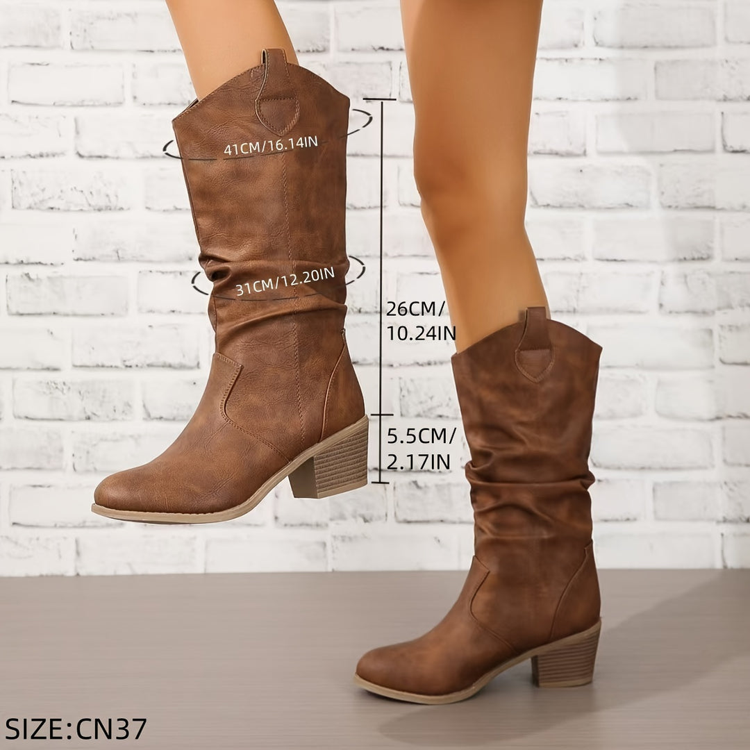 Gemma - Solid Western Cowboy Boots