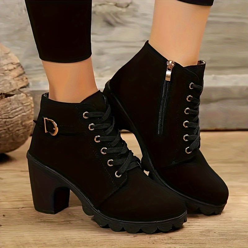 Ann - Fashionable Lace-Up Ankle Boots