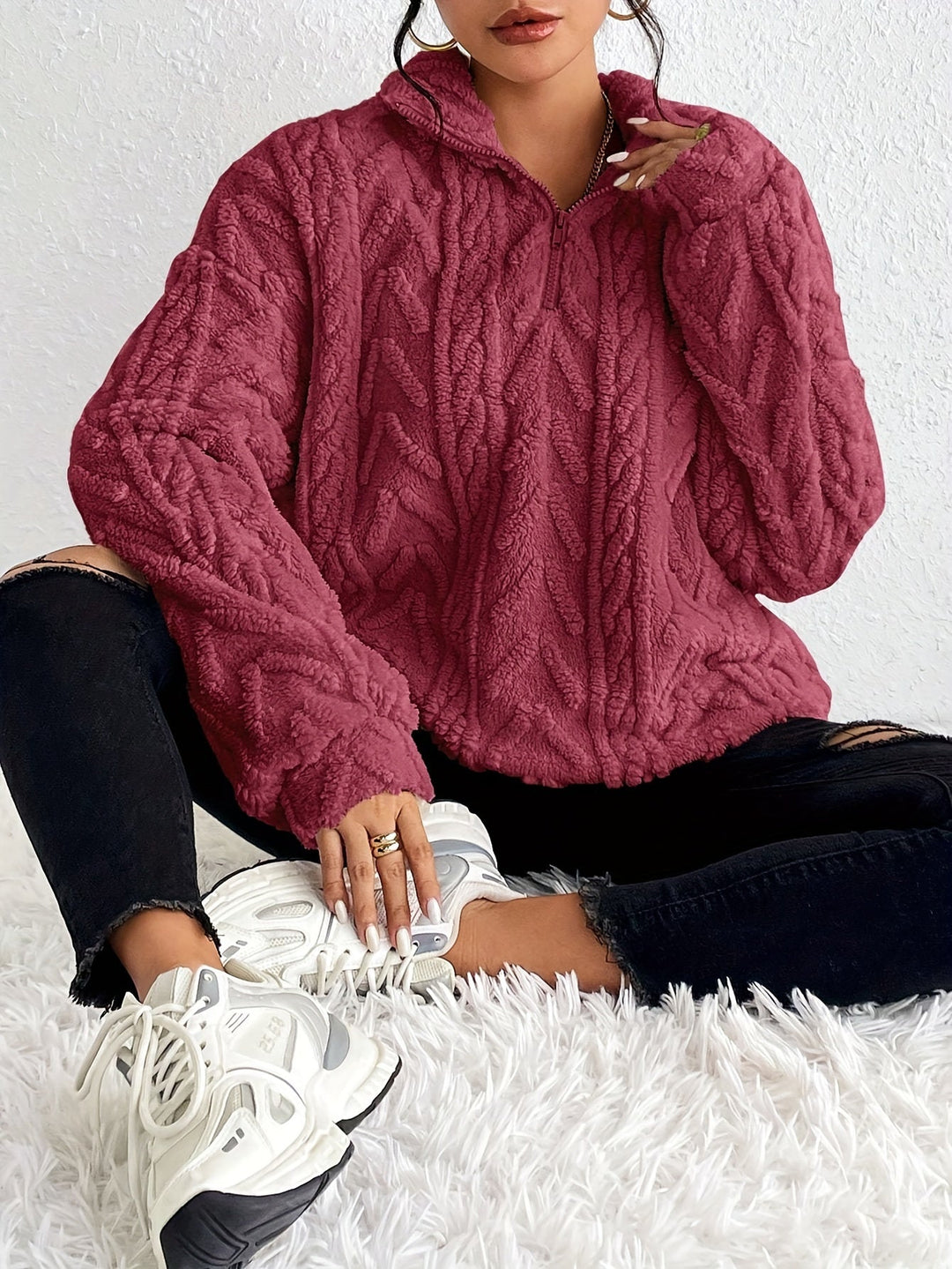 Millie - Knit Sweater with Half Zipper