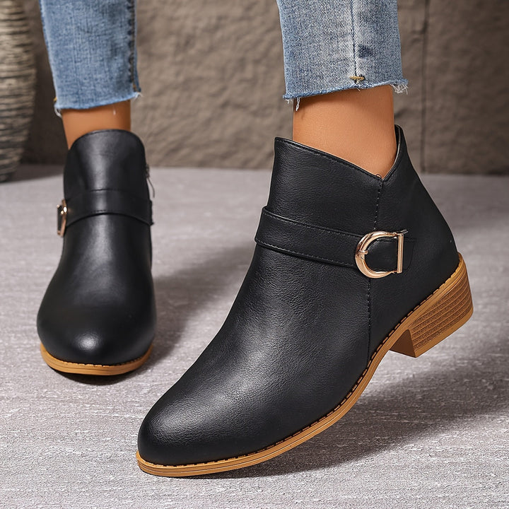 Amelia - Comfortable Buckle Ankle Boots