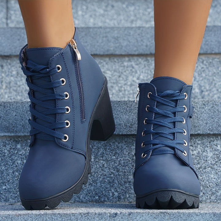 Ann - Fashionable Lace-Up Ankle Boots