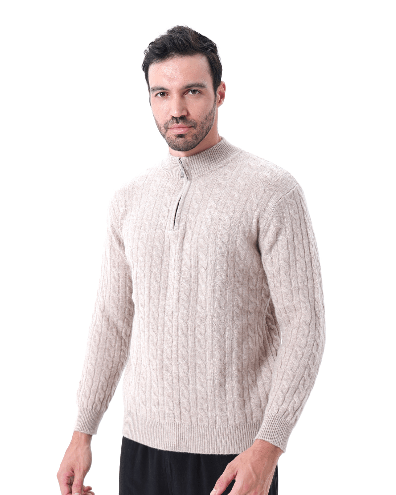 William - Cashmere Woven Half Zip Sweater