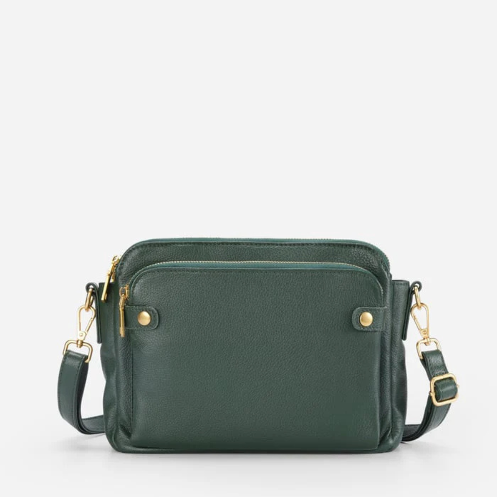 Three-Layer Leather Shoulder Bag