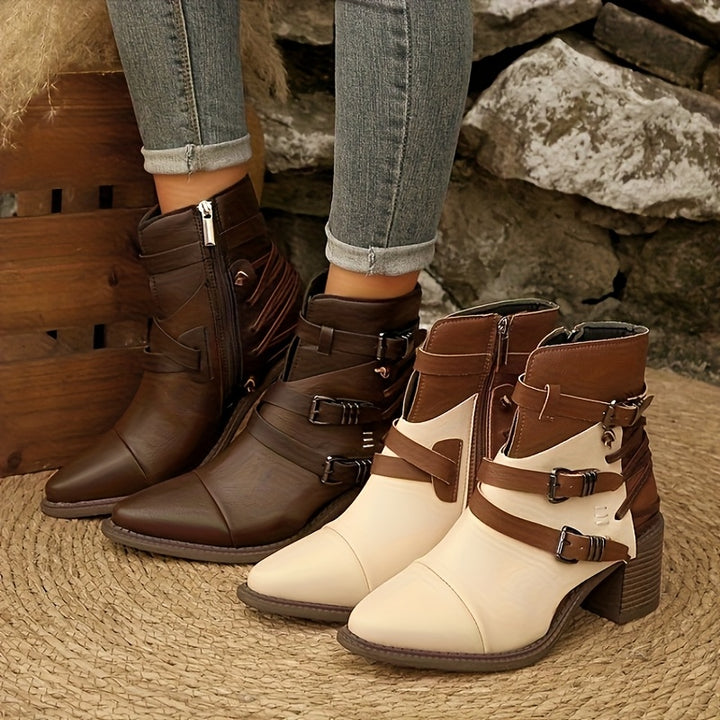 Laura - Wide Calf Western Block Heel Boots