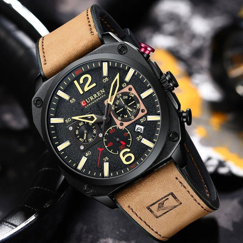 Business Leather Quartz Waterproof Watch