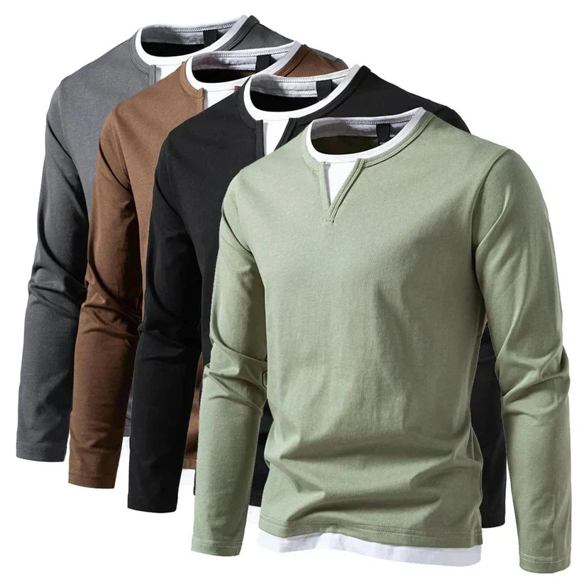 Ryan - 2 in 1 Long Sleeve Sweater with V-Neck