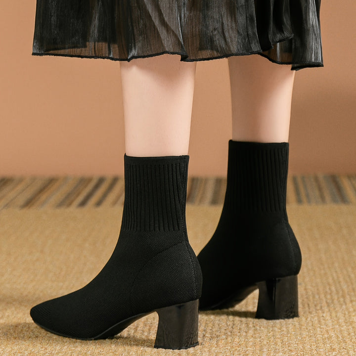 Paulette - Comfortable Knit Ankle Boots