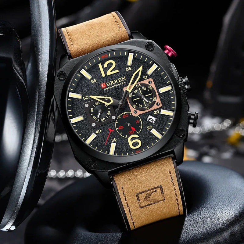 Business Leather Quartz Waterproof Watch