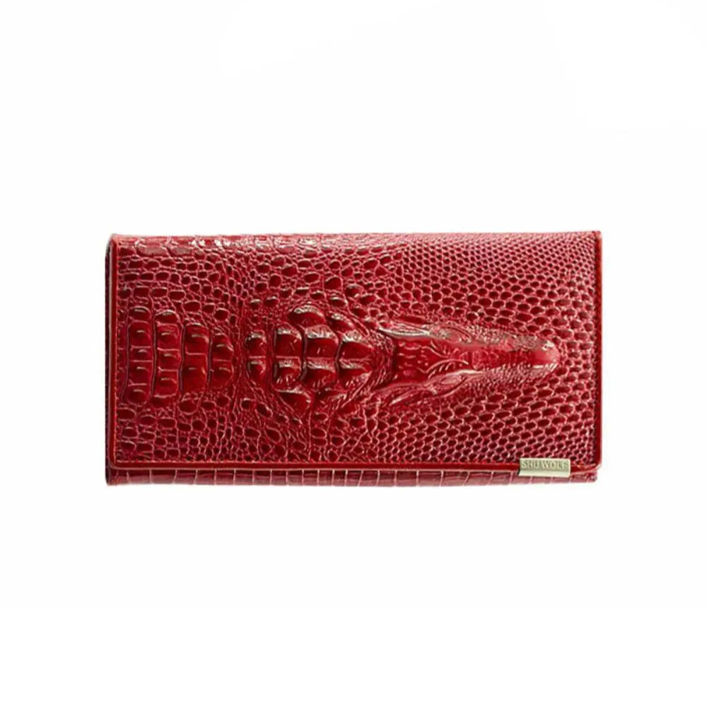 Elegant Crocodile-Embossed RFID Wallet