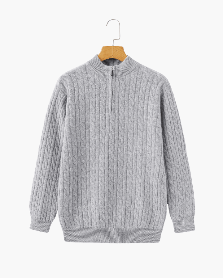 William - Cashmere Woven Half Zip Sweater