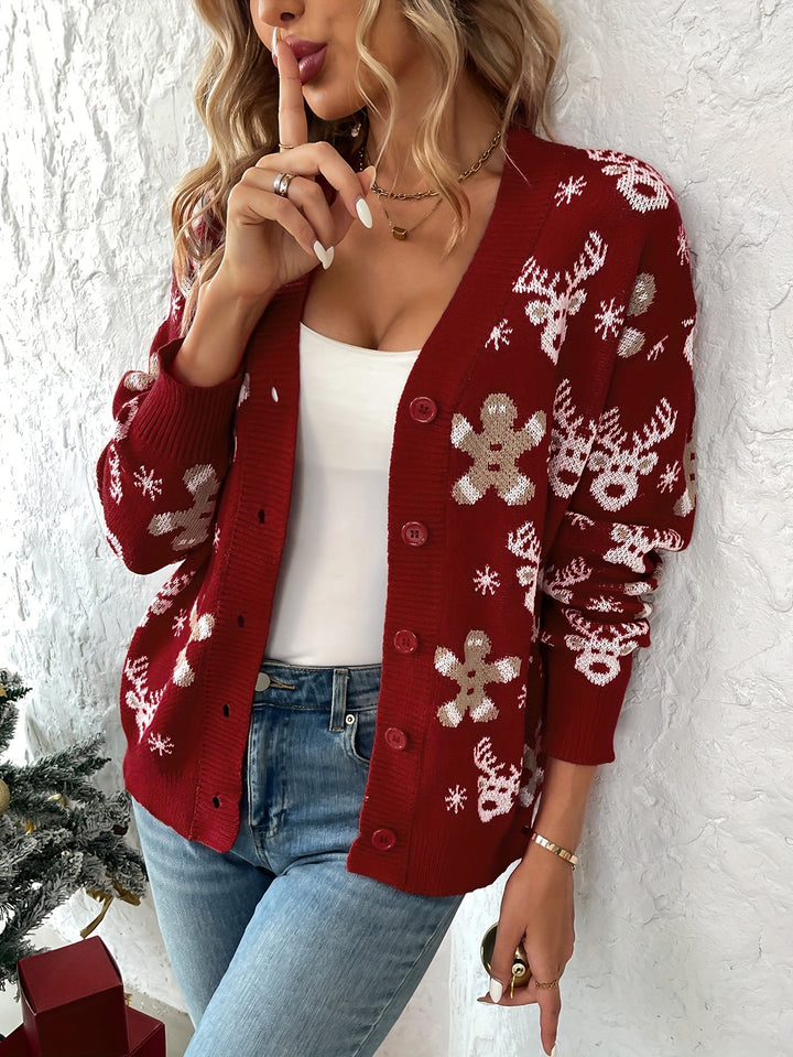 Jolien | Snowflake & Gingerbread Cardigan