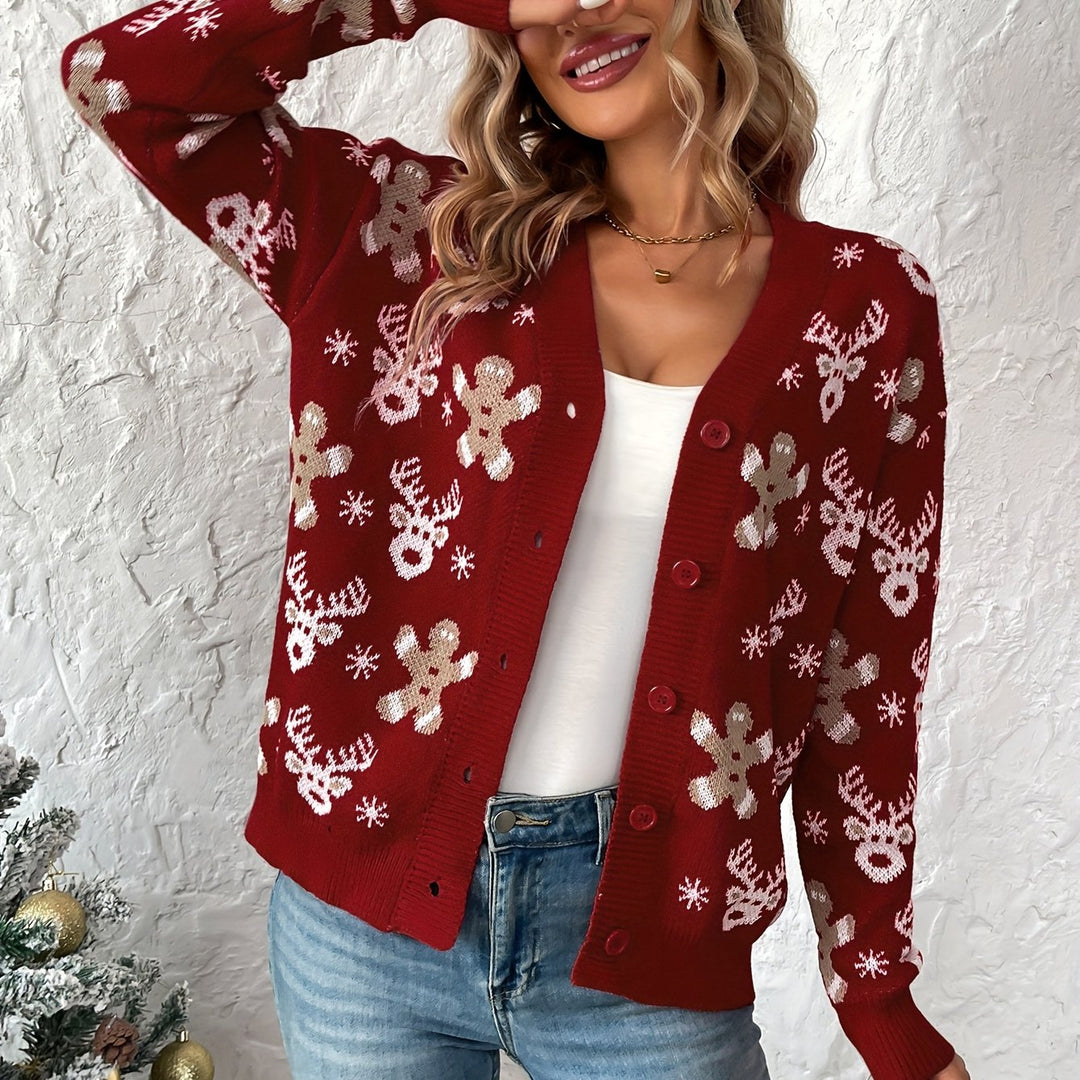 Jolien | Snowflake & Gingerbread Cardigan
