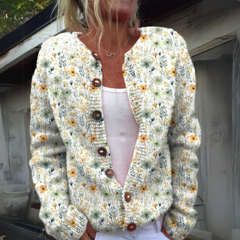 Louise - Sweet Vest with Floral Pattern