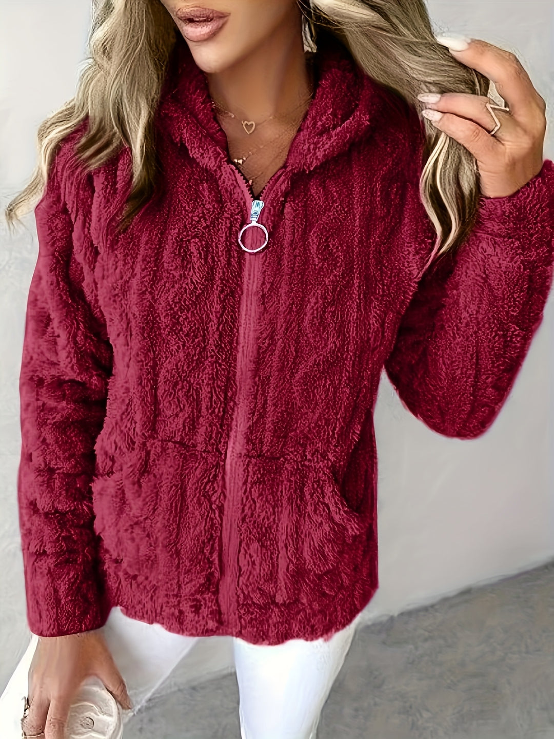 Tia | Fleece-Lined Hooded Zip-Up Sweatshirt