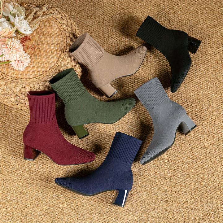 Paulette - Comfortable Knit Ankle Boots