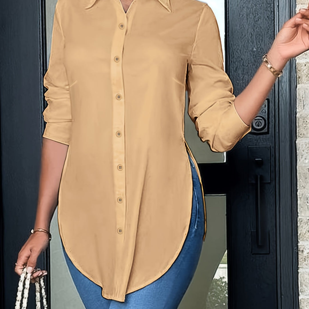 Evie | Long Sleeve Button-Front Blouse