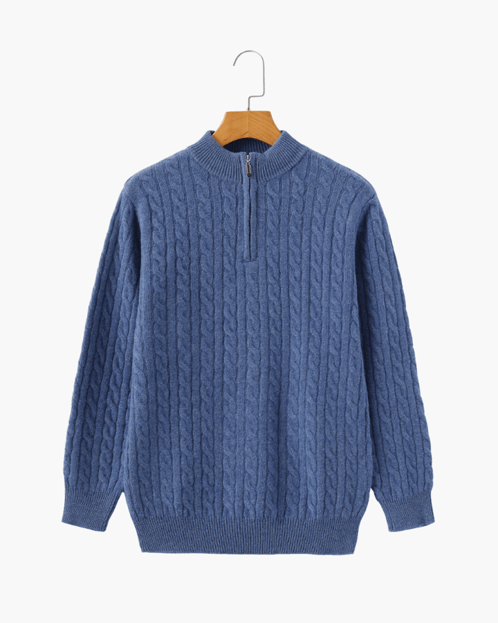 William - Cashmere Woven Half Zip Sweater