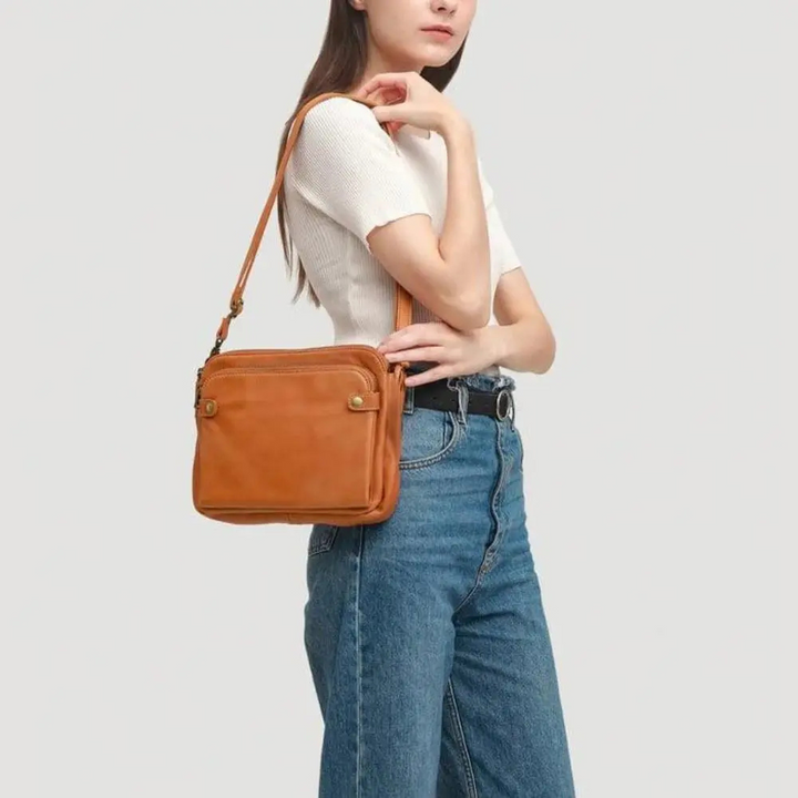 Three-Layer Leather Shoulder Bag