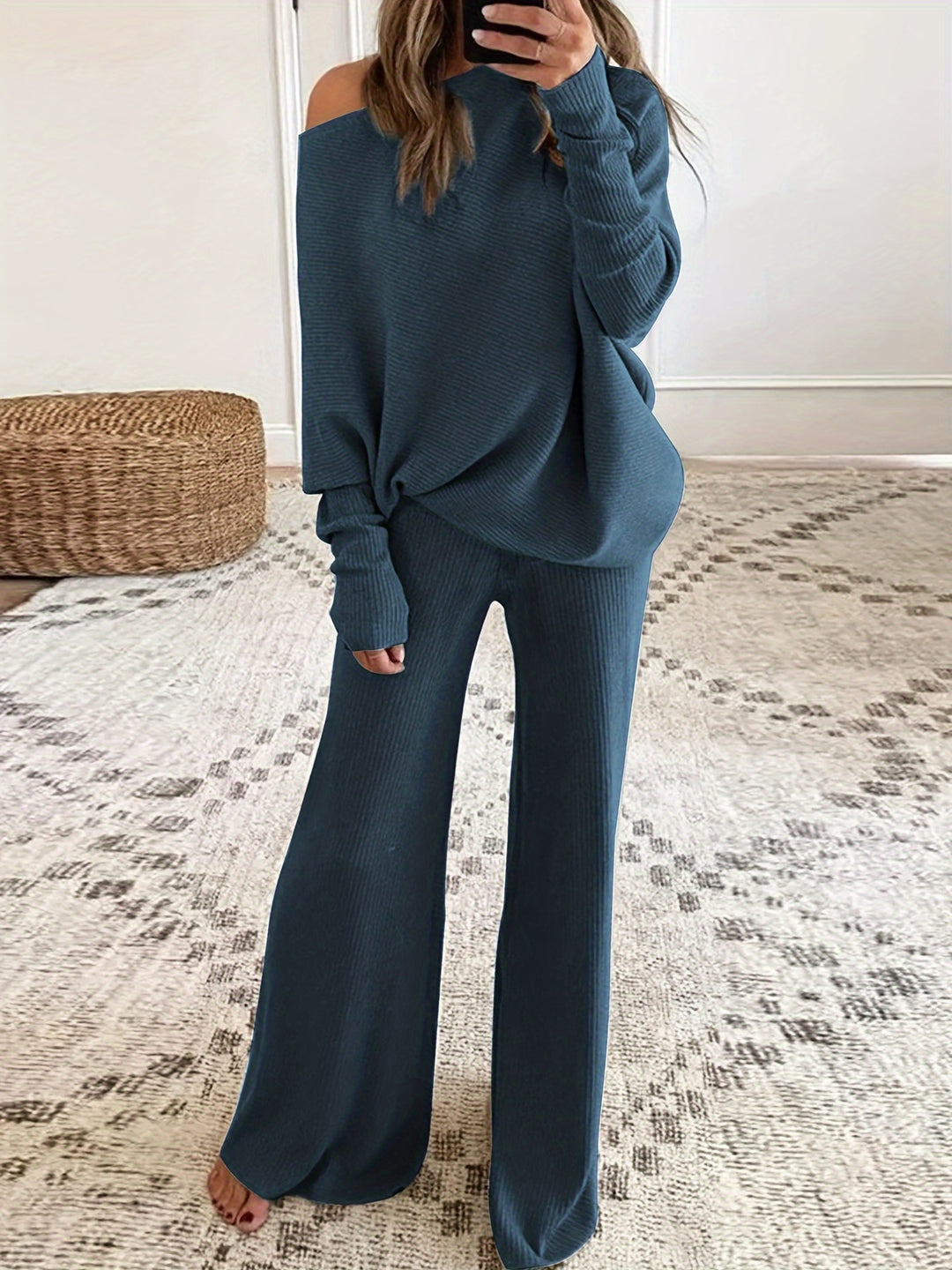 Chloe | Off-Shoulder Sweater Top with Pants Set