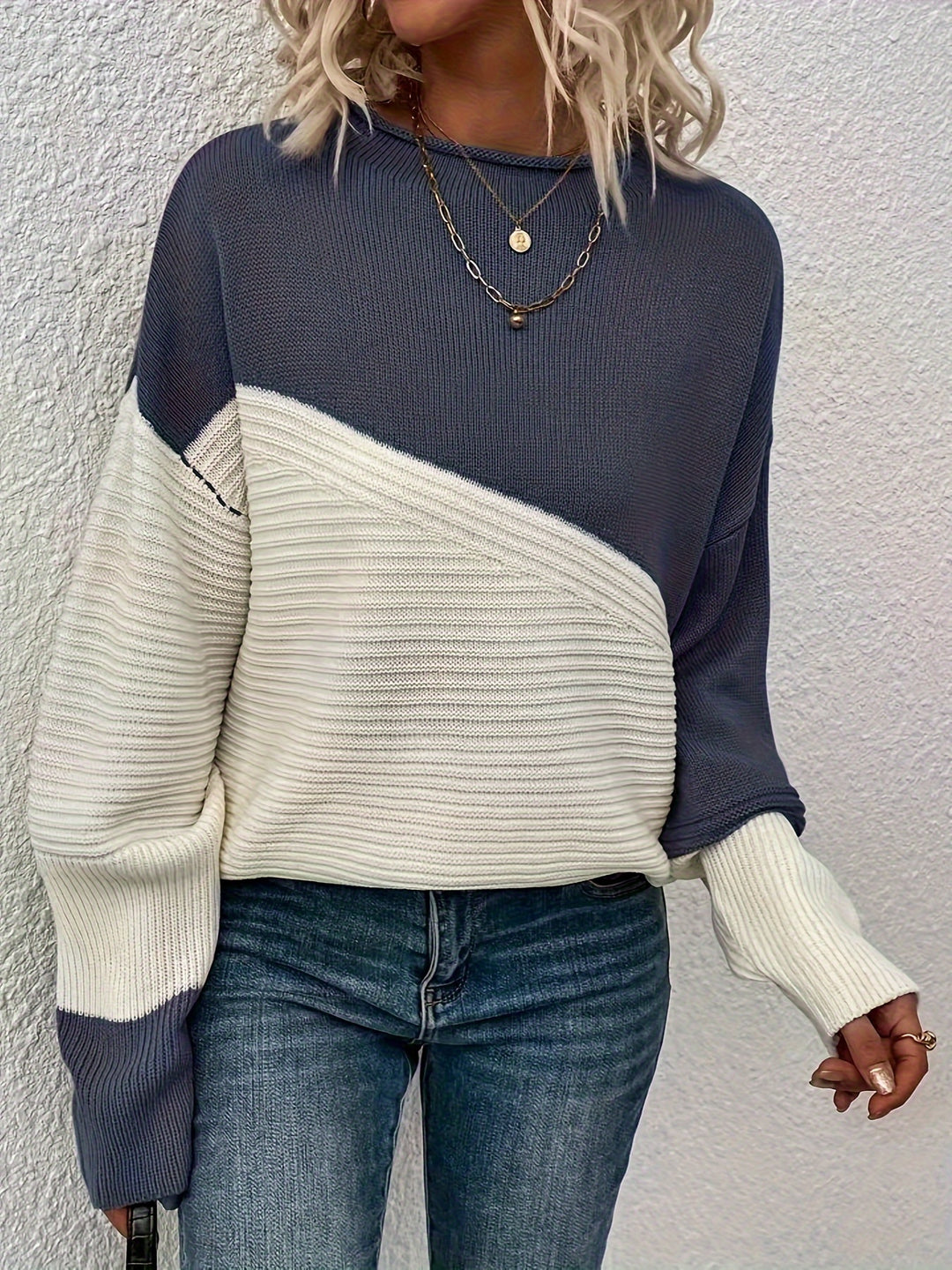 Sharice | Two Colord Drop Shoulder Sweater