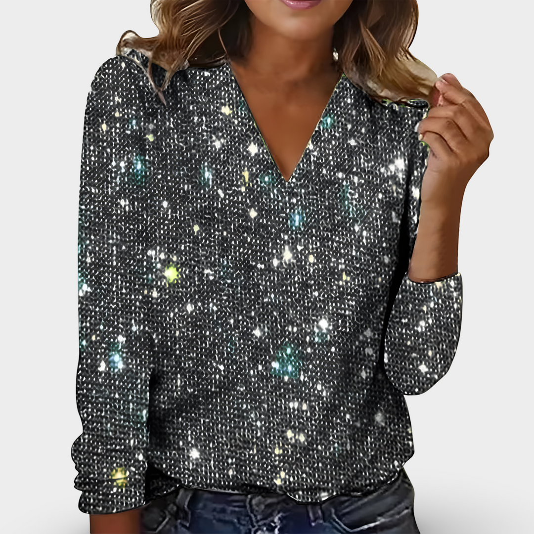 Leah - V-Neck Diamond Blouse