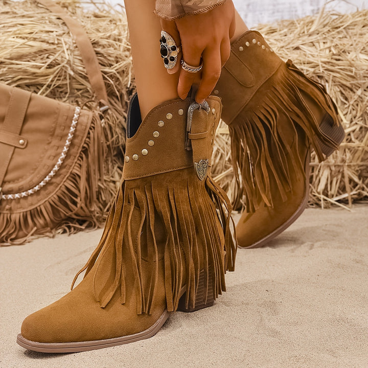 Macey - Vintage Rivet Design Ankle Boots