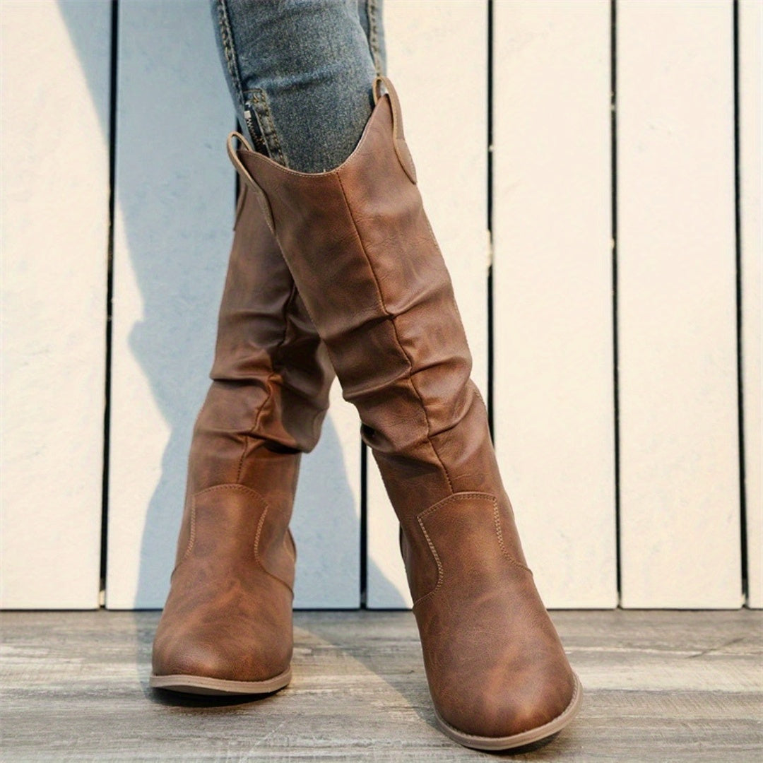 Gemma - Solid Western Cowboy Boots
