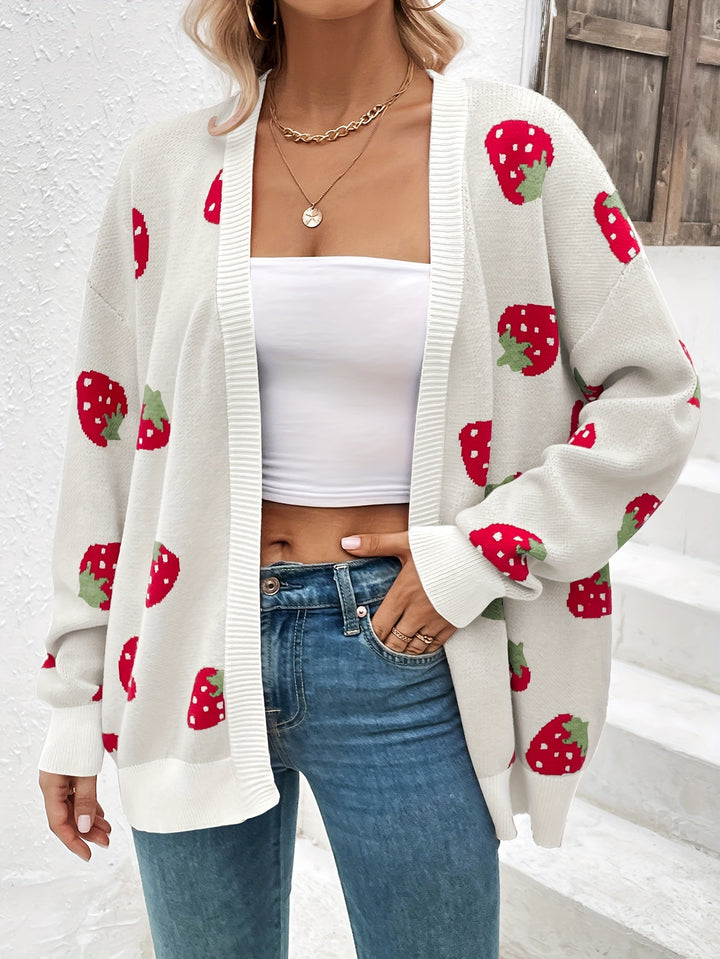Ruby | Starberry Pattern Open Front Cardigan