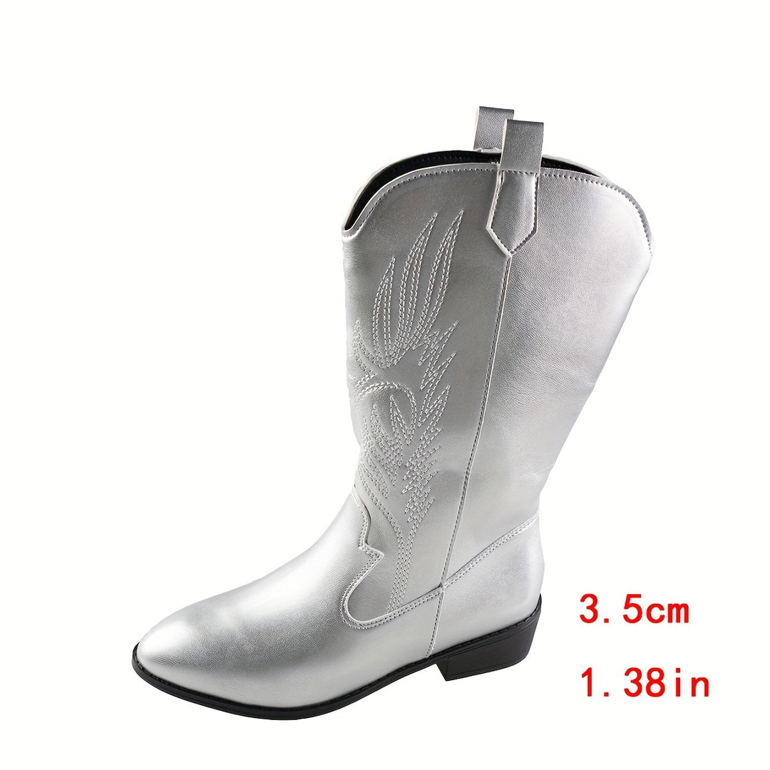 Kelsey - Silver Braided Western Boots