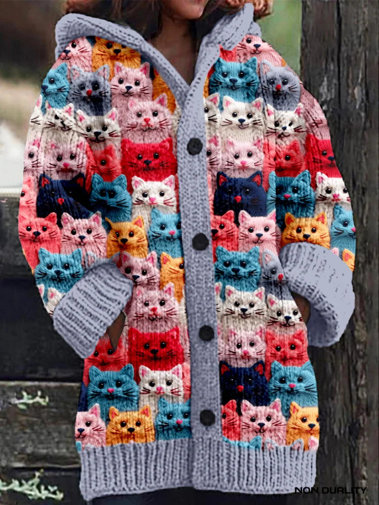 Caitlin - Colorful Knitted Cat Cardigan