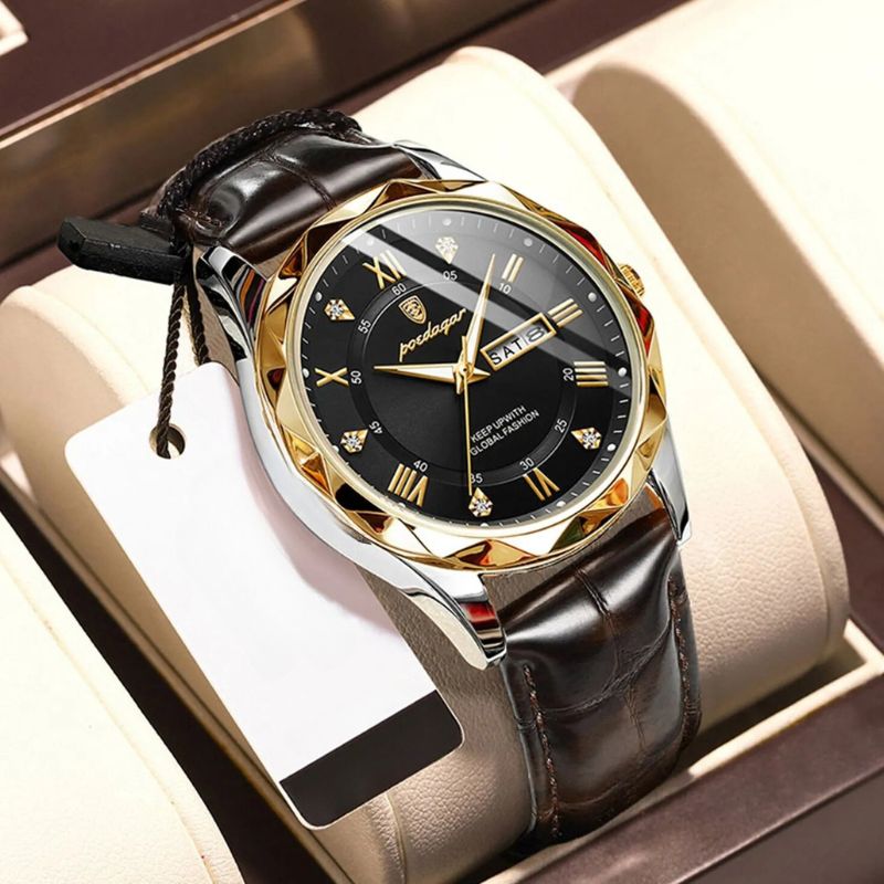 Luxurious Leather Band Quartz Watch