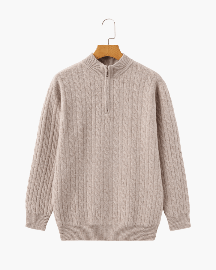 William - Cashmere Woven Half Zip Sweater