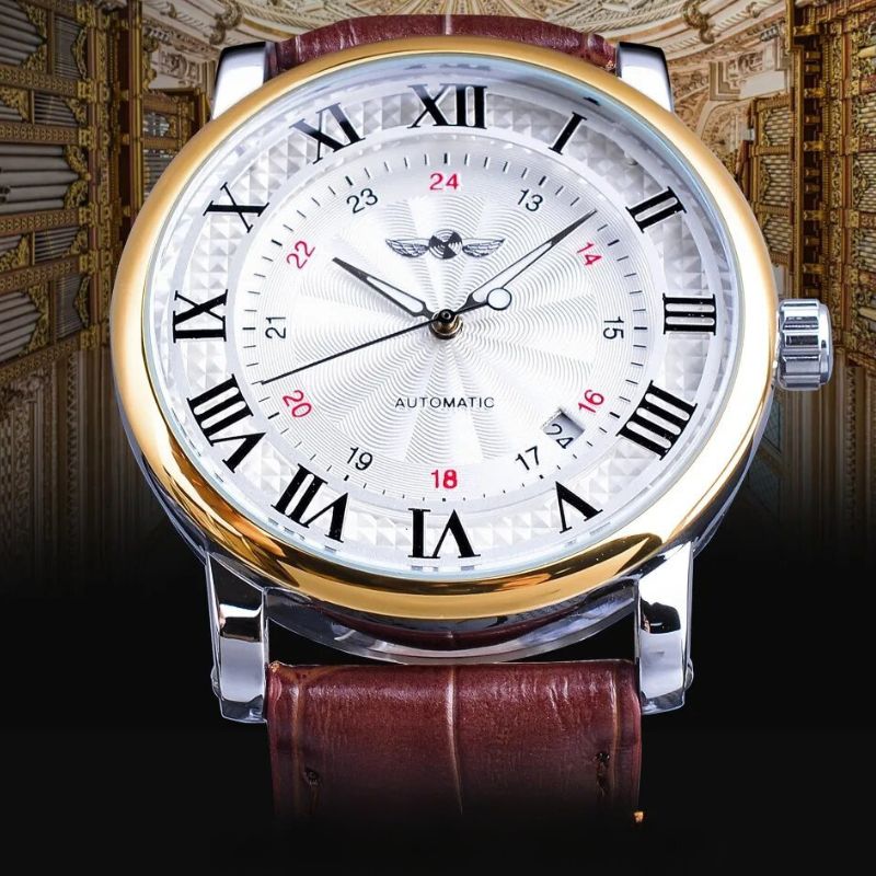 Fashion Luxury Leather Fully Automatic Mechanical Watch