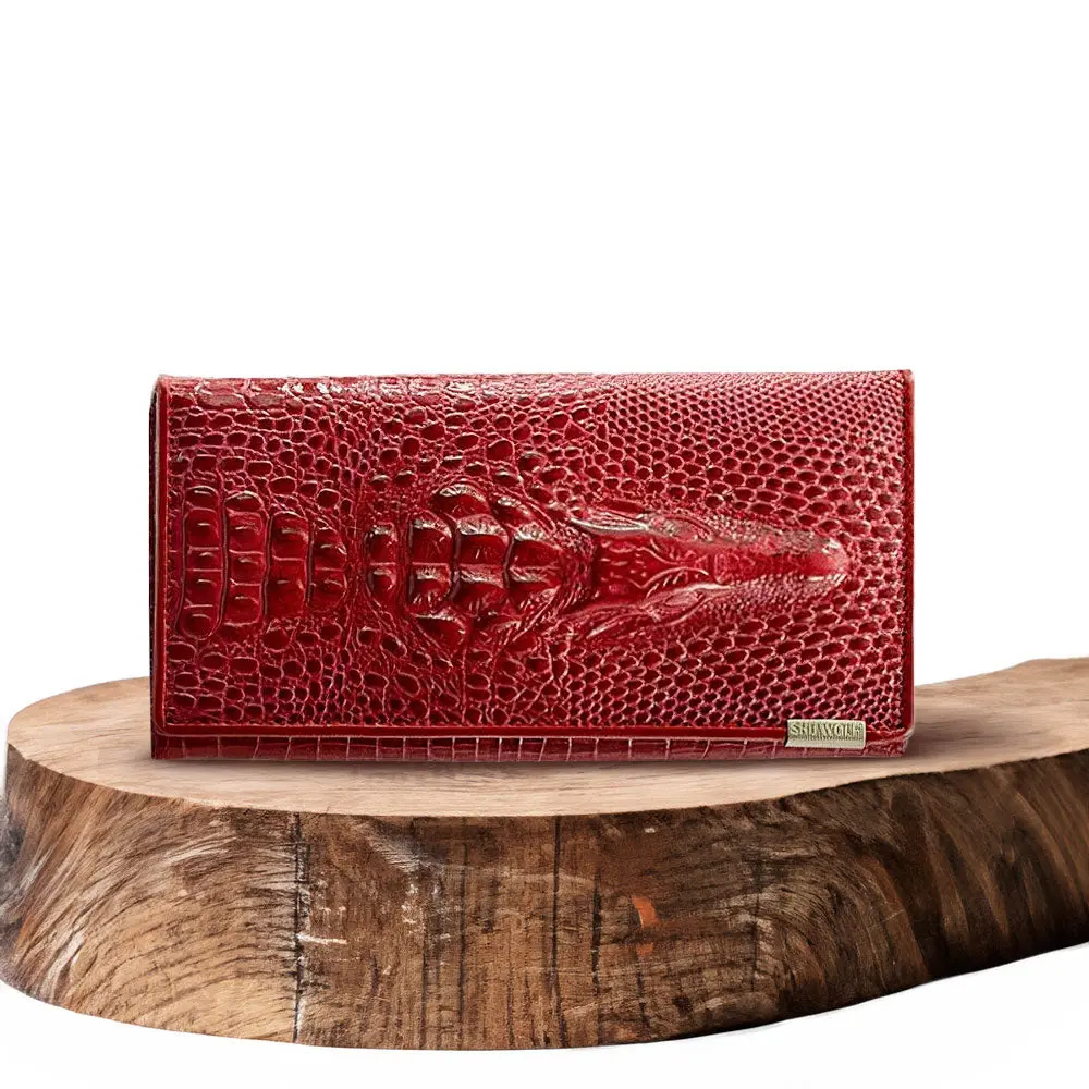 Elegant Crocodile-Embossed RFID Wallet