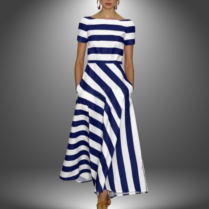 Malene | Striped Maxi Dress with A-Line