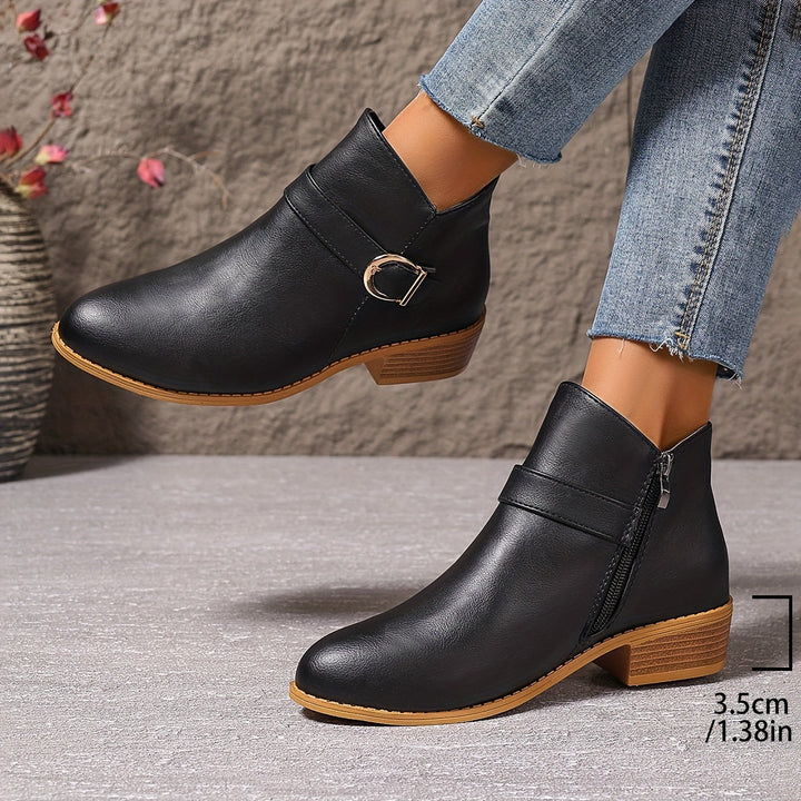 Amelia - Comfortable Buckle Ankle Boots