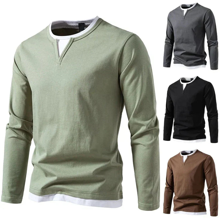 Ryan - 2 in 1 Long Sleeve Sweater with V-Neck