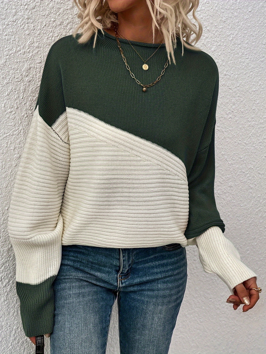Sharice | Two Colord Drop Shoulder Sweater