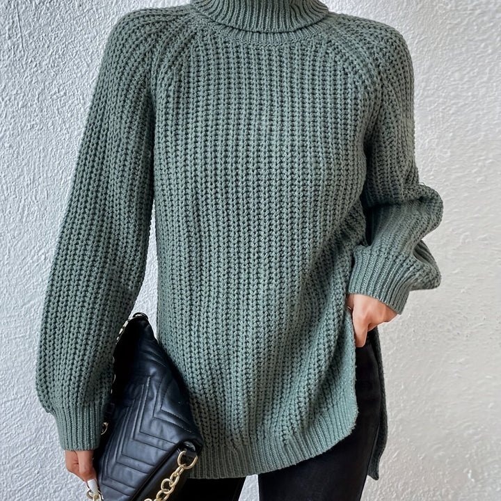 Renea | High Collar Raglan Sleeve Sweater