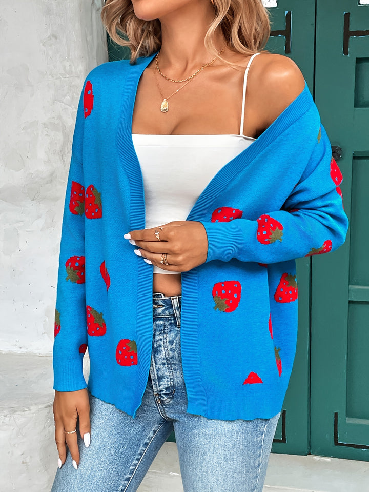 Ruby | Starberry Pattern Open Front Cardigan