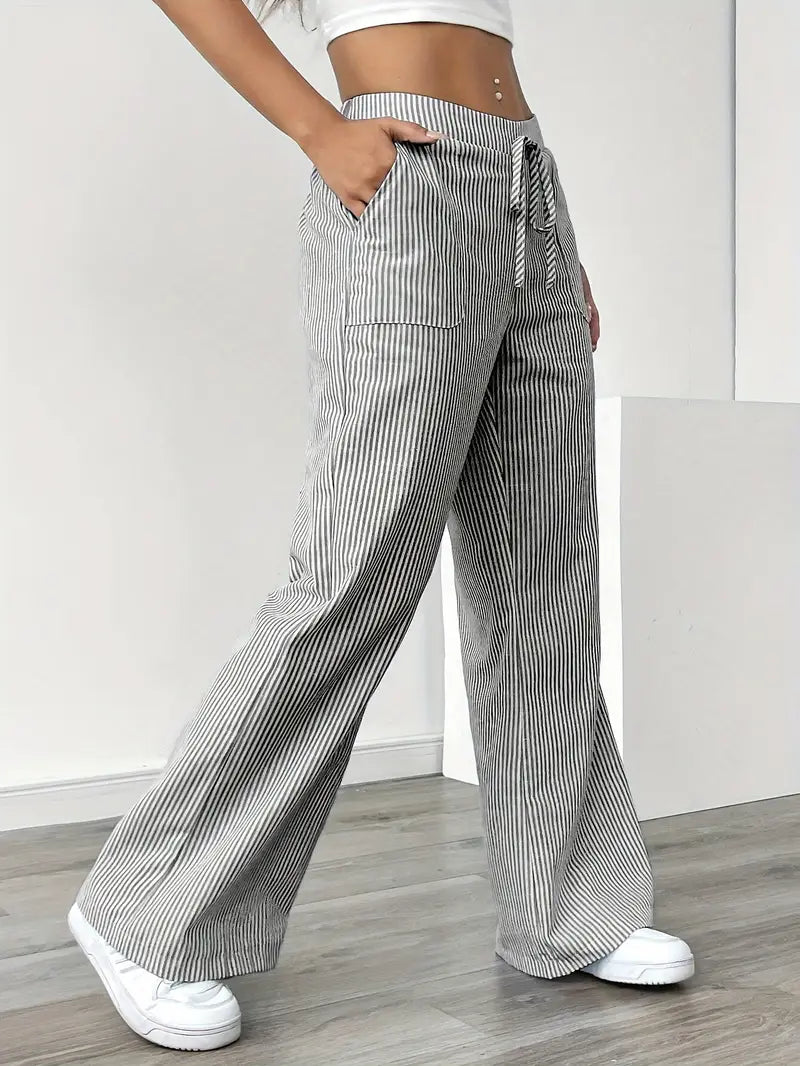 Alina | Elegant Striped Pant With Pockets