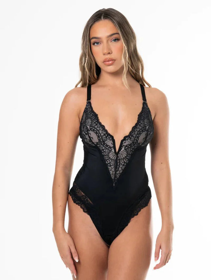 Sarah | Shapewear Bodysuit with Deep Lace V-Neck