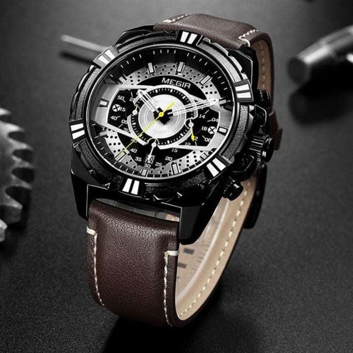 Luxurious Quartz Chronograph Military Sport Leather Watch