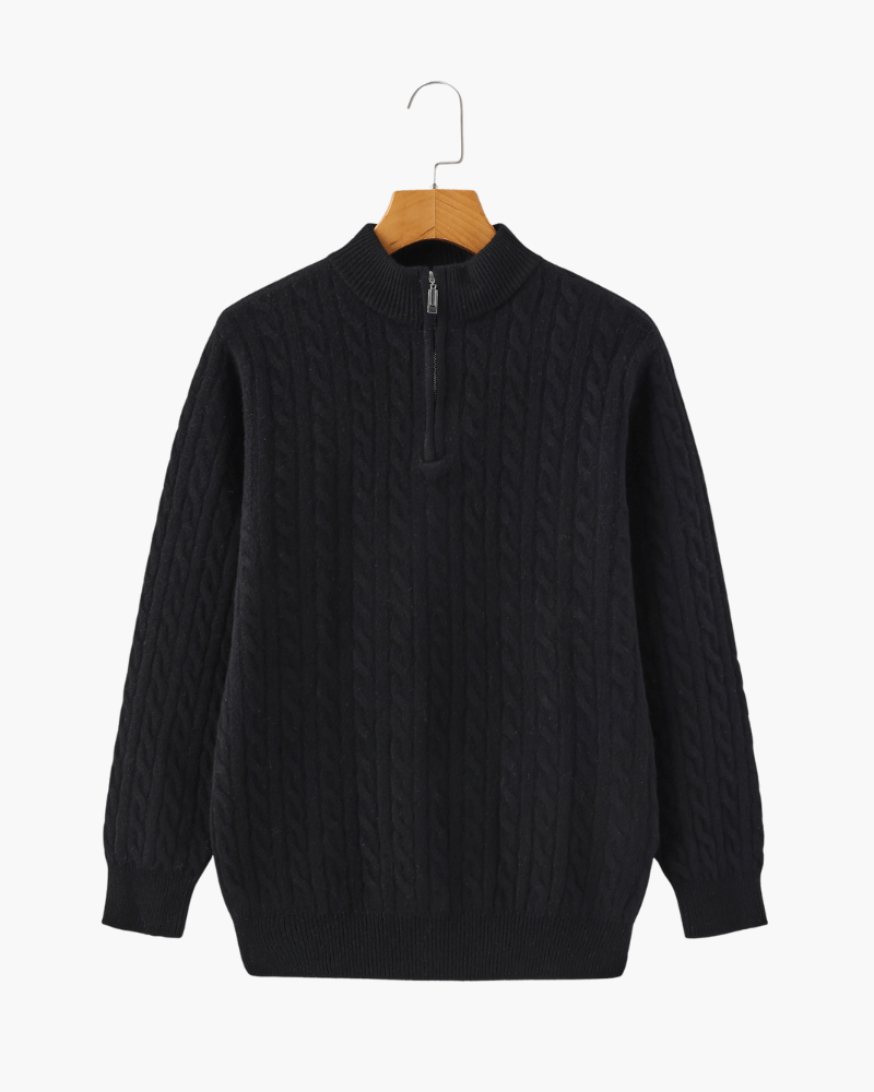 William - Cashmere Woven Half Zip Sweater