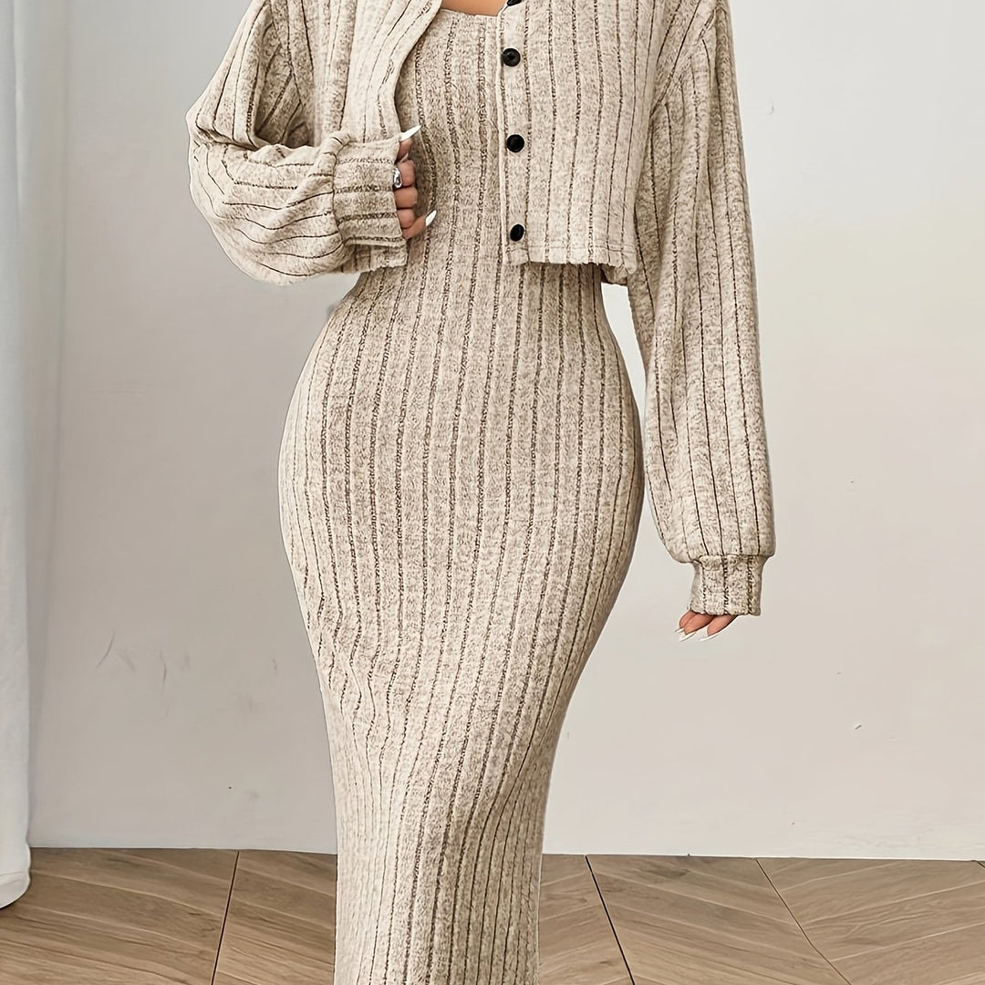 Alexa | Elegante Long Sleeve Top and Jacket Set