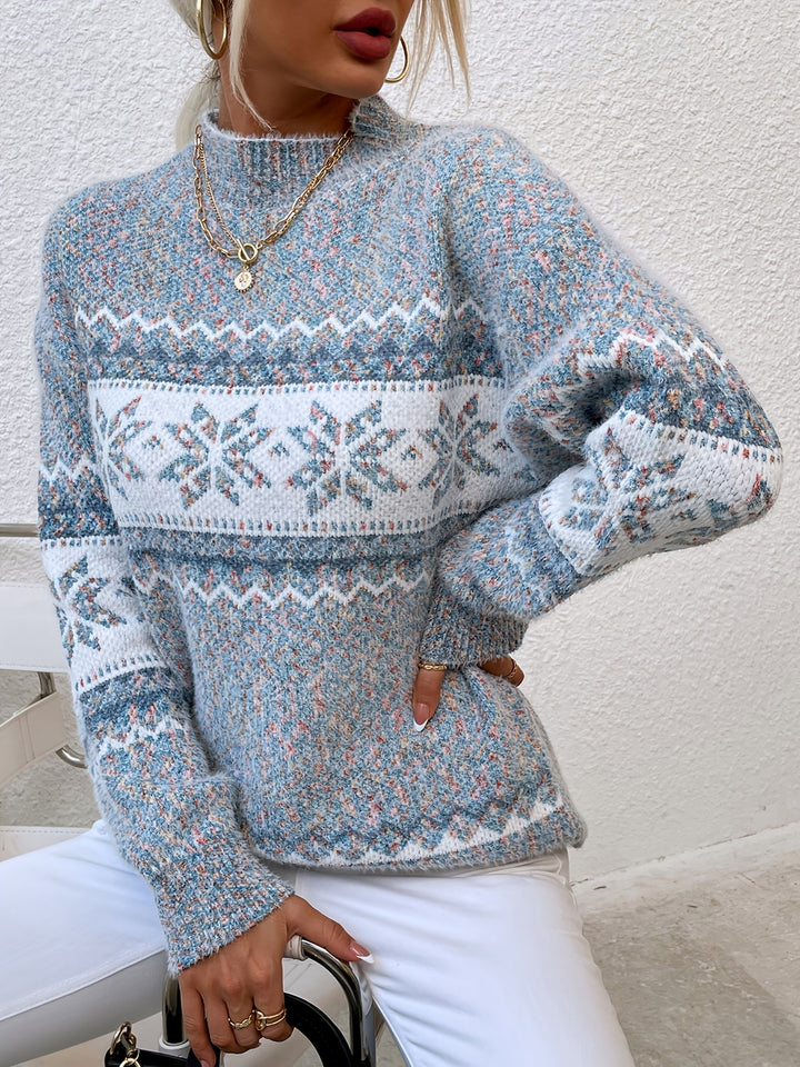 Sam | Snowflake Print Winter Sweater
